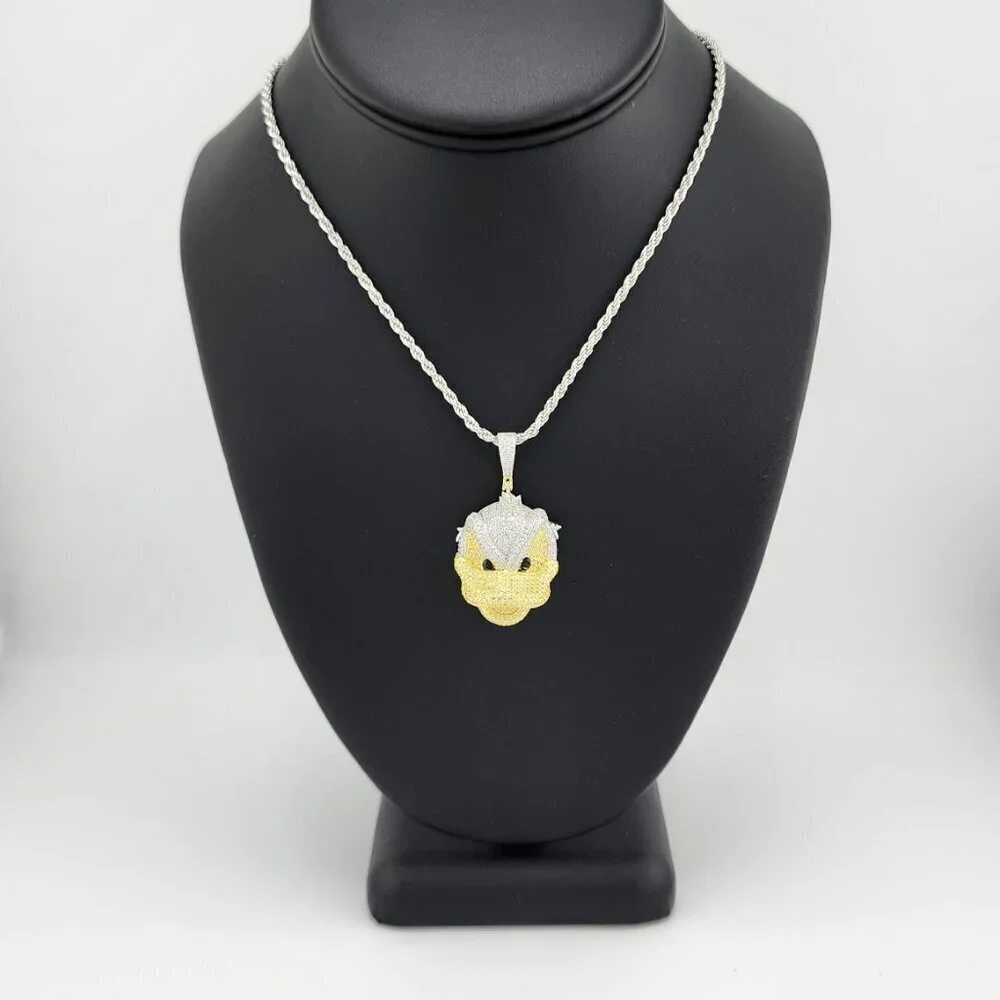 Brand New Sterling Silver 925 Angry Donald Necklace